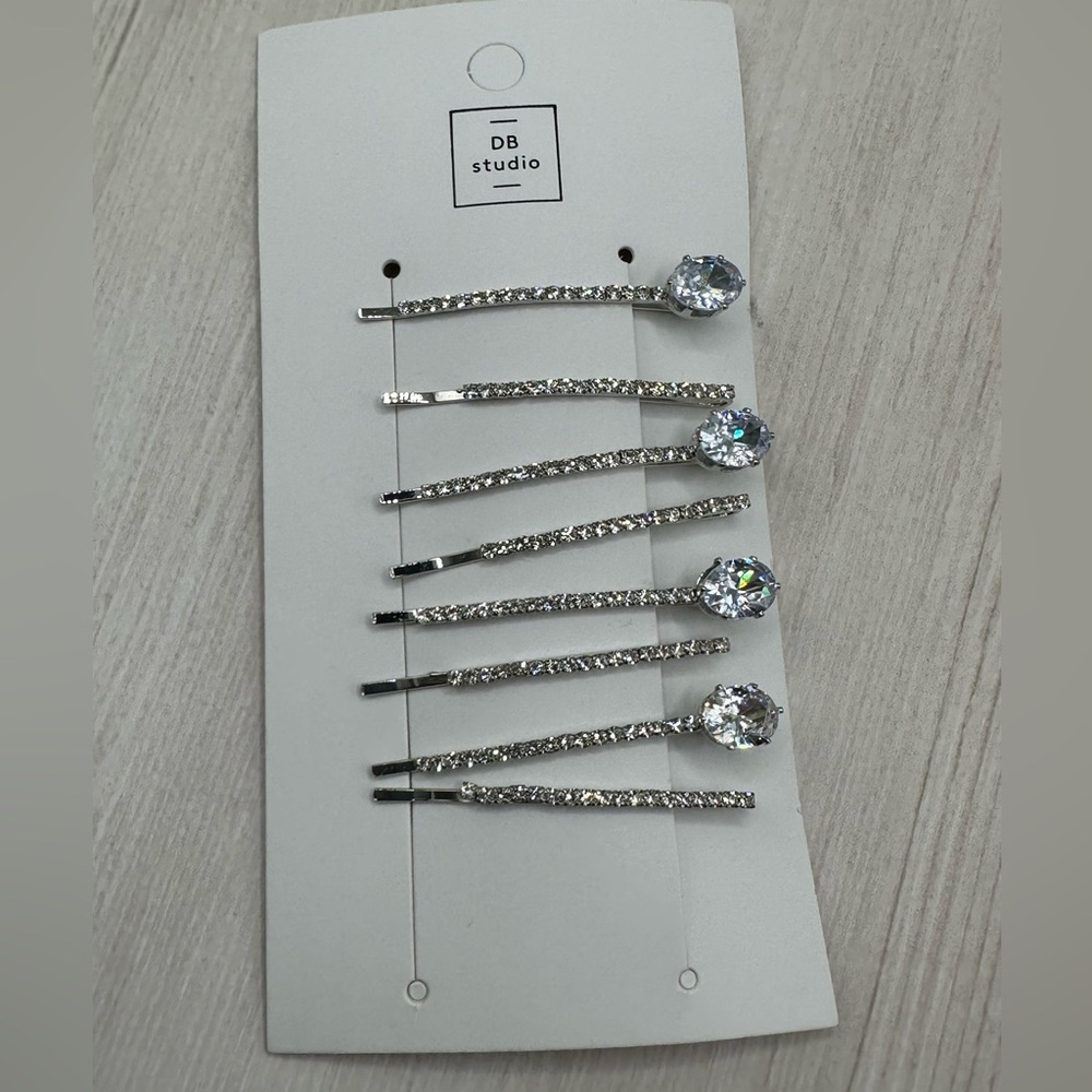 NWT DB Studio Silver Rhinestone Hair Pins